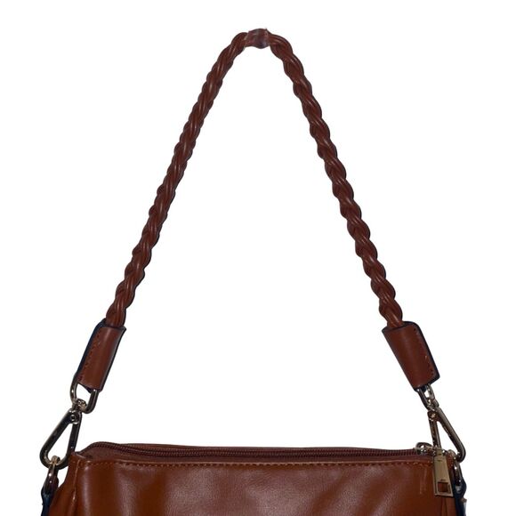 SOLD !  Tan Leather Braided Strap Shoulder/Crossbody Bag - Picture 4 of 9